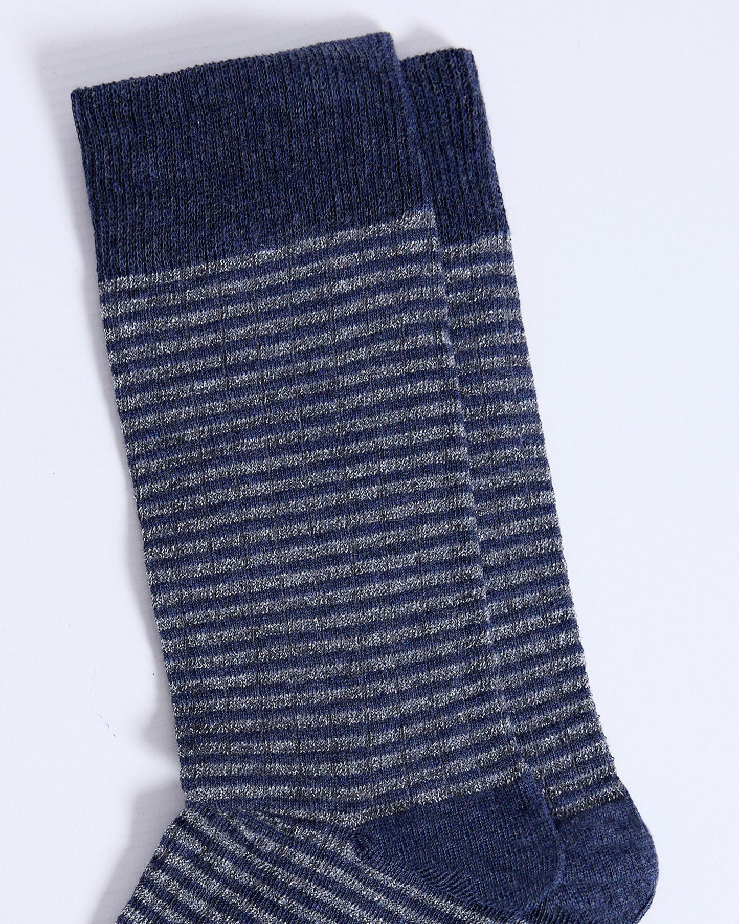 Dark Blue Lurex Striped Mid-Calf Socks