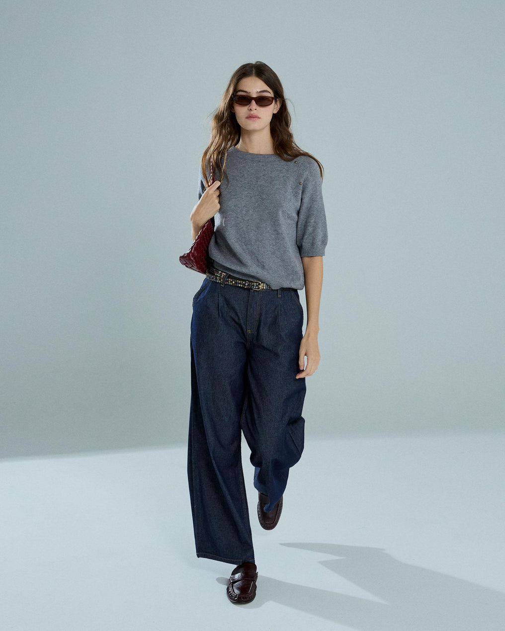 Top Manga Corta Tachuelas Gris