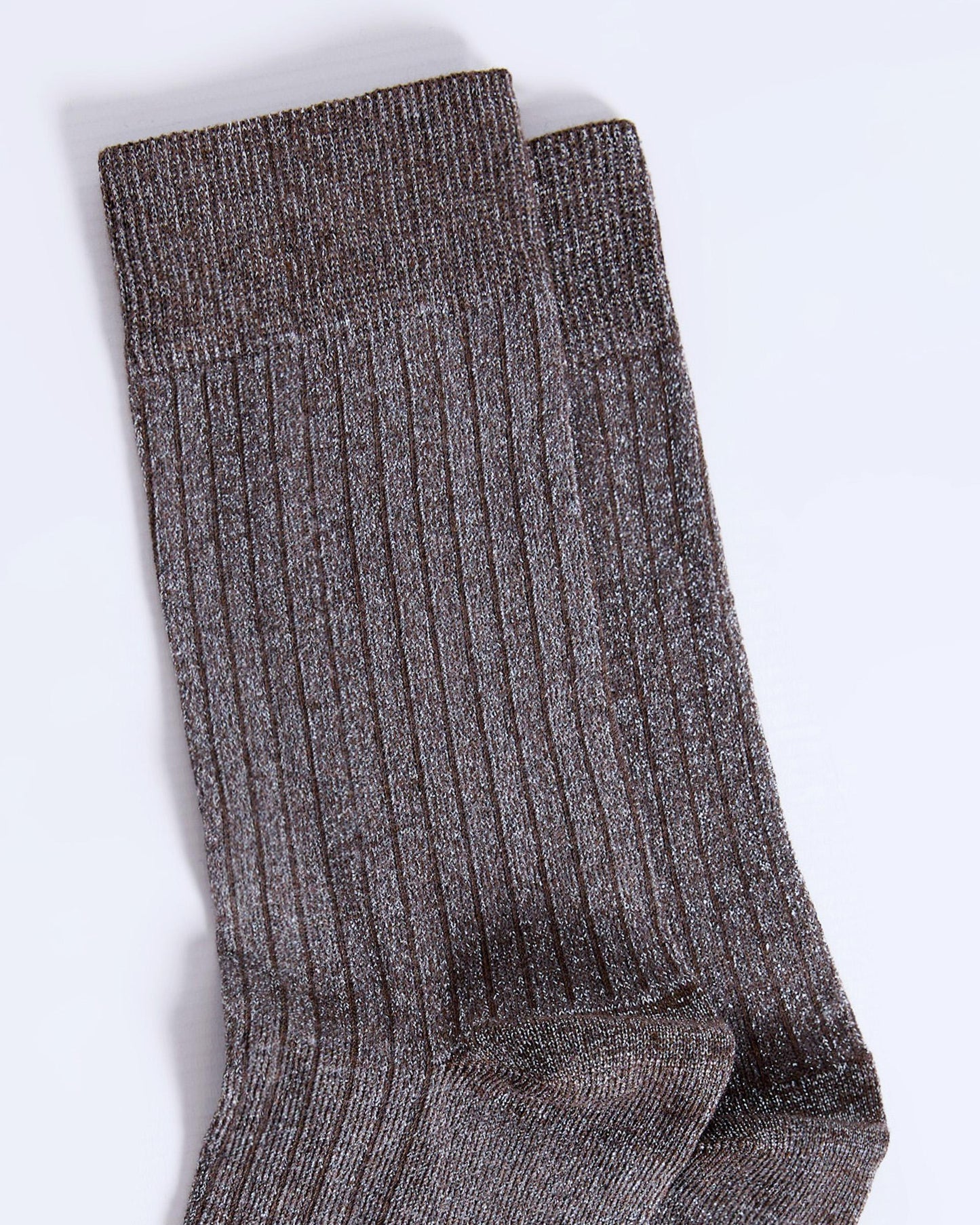 Brown Lurex Mid-Calf Socks