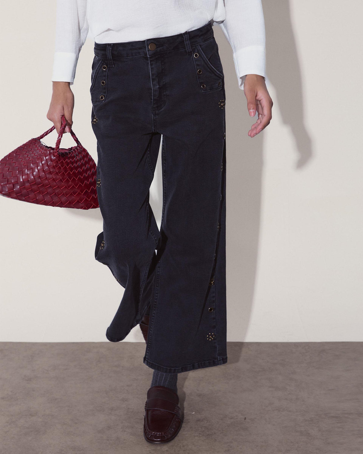 Jeans Tachuelas Estrellas Negro