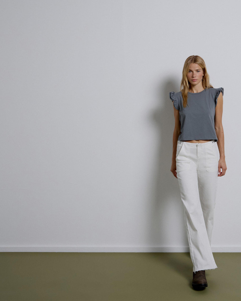 Worker Jeans Rope Stitching White