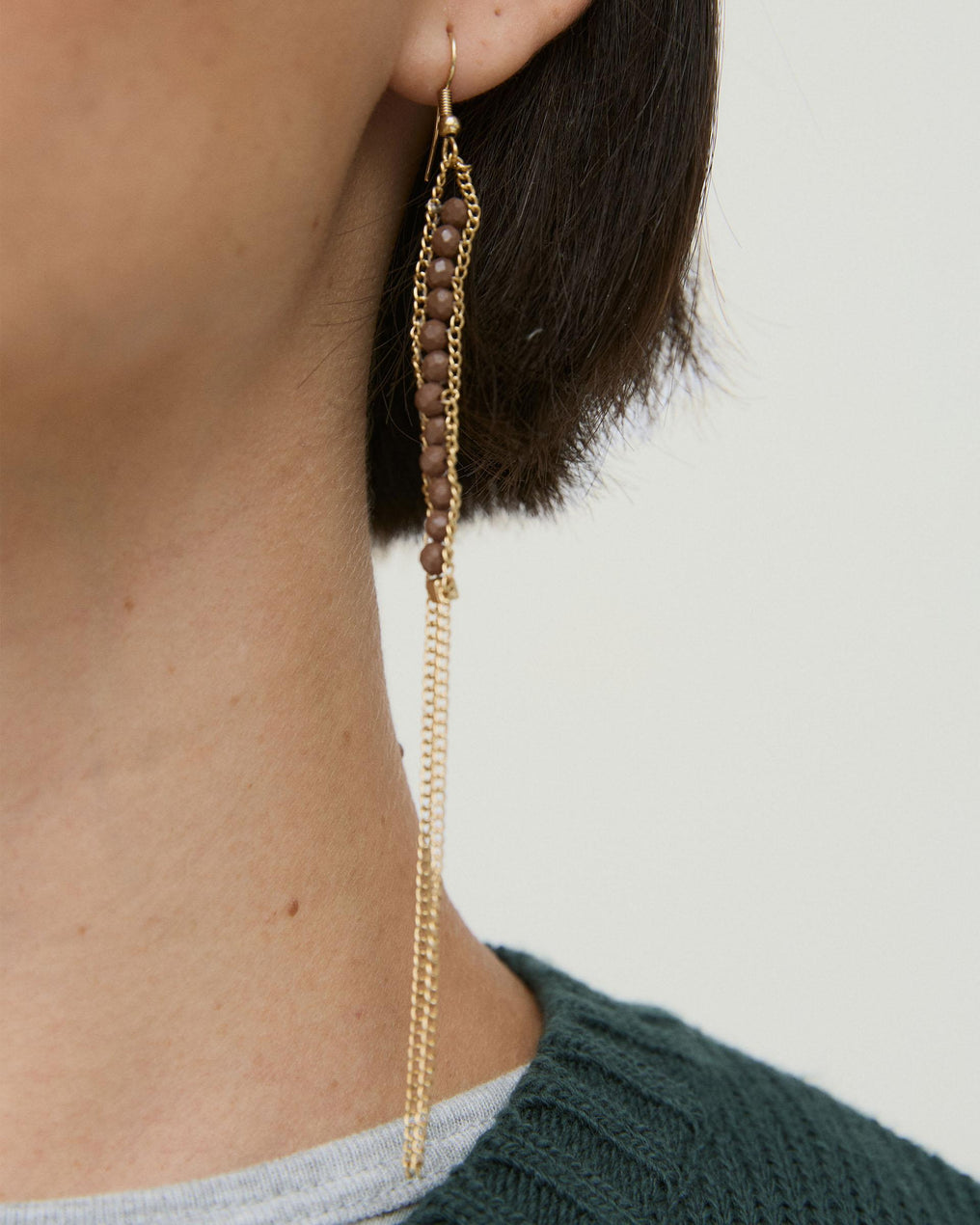 Pendientes Bolitas Cadenas Oro