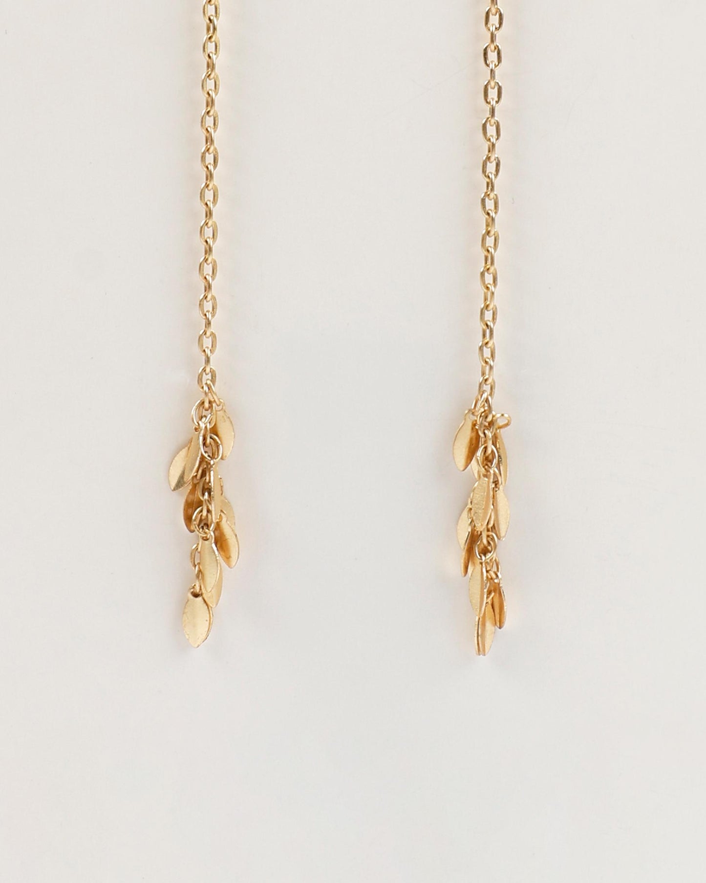 Pendientes Cadenas Hojas Oro