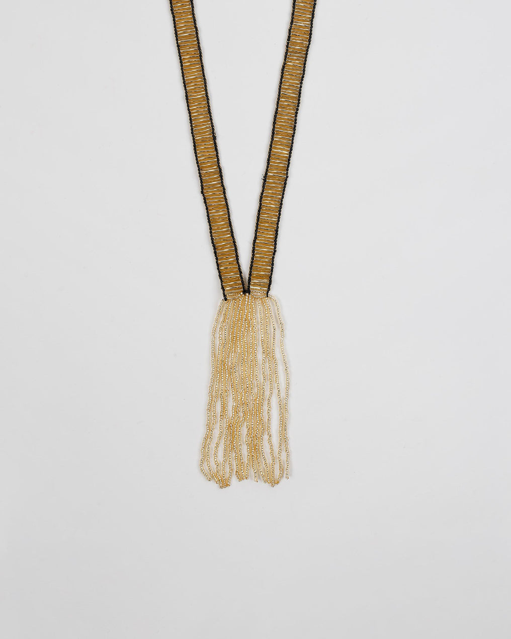 Long Black Bicolor Beaded Necklace