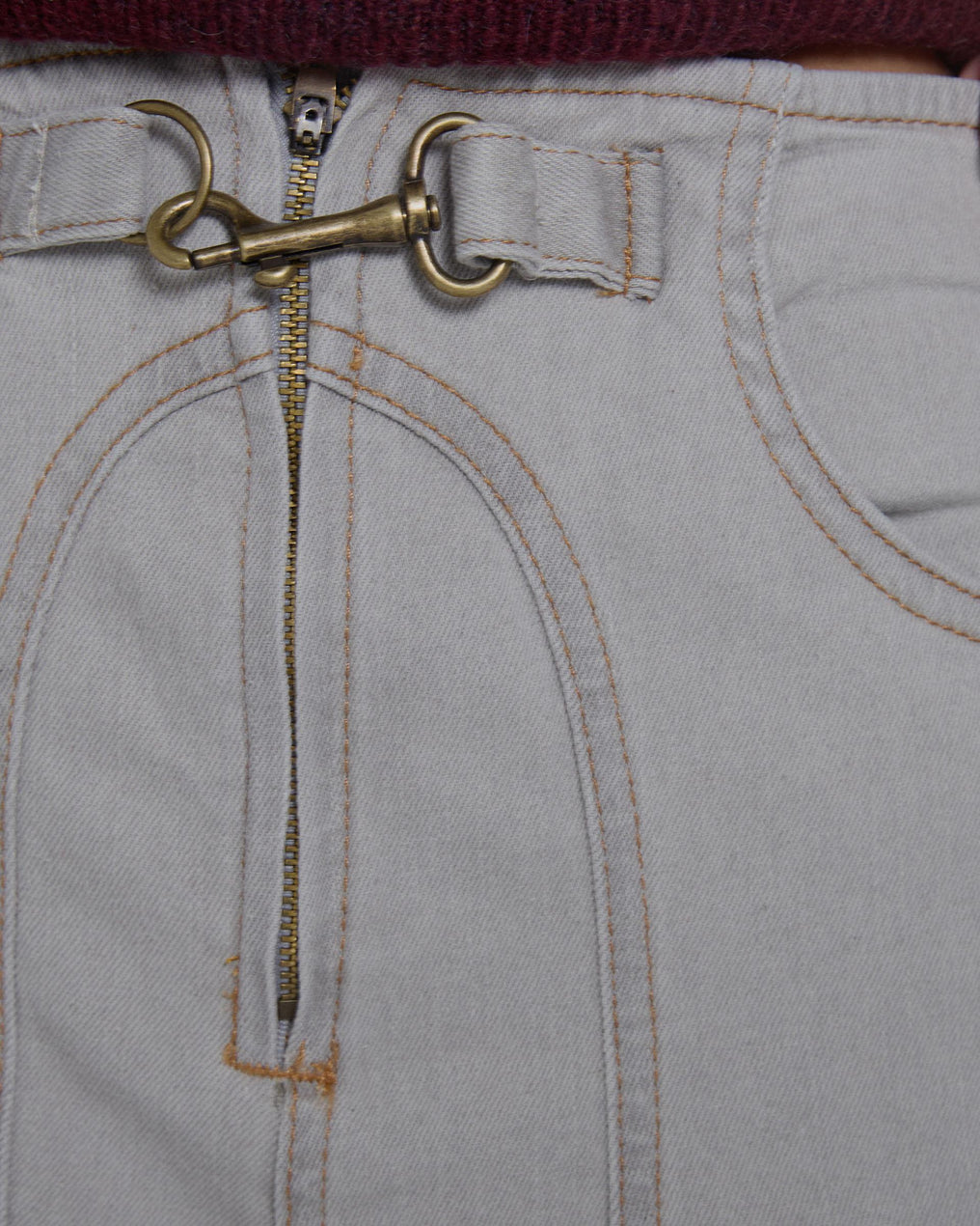 Gray Hook Closure Jeans