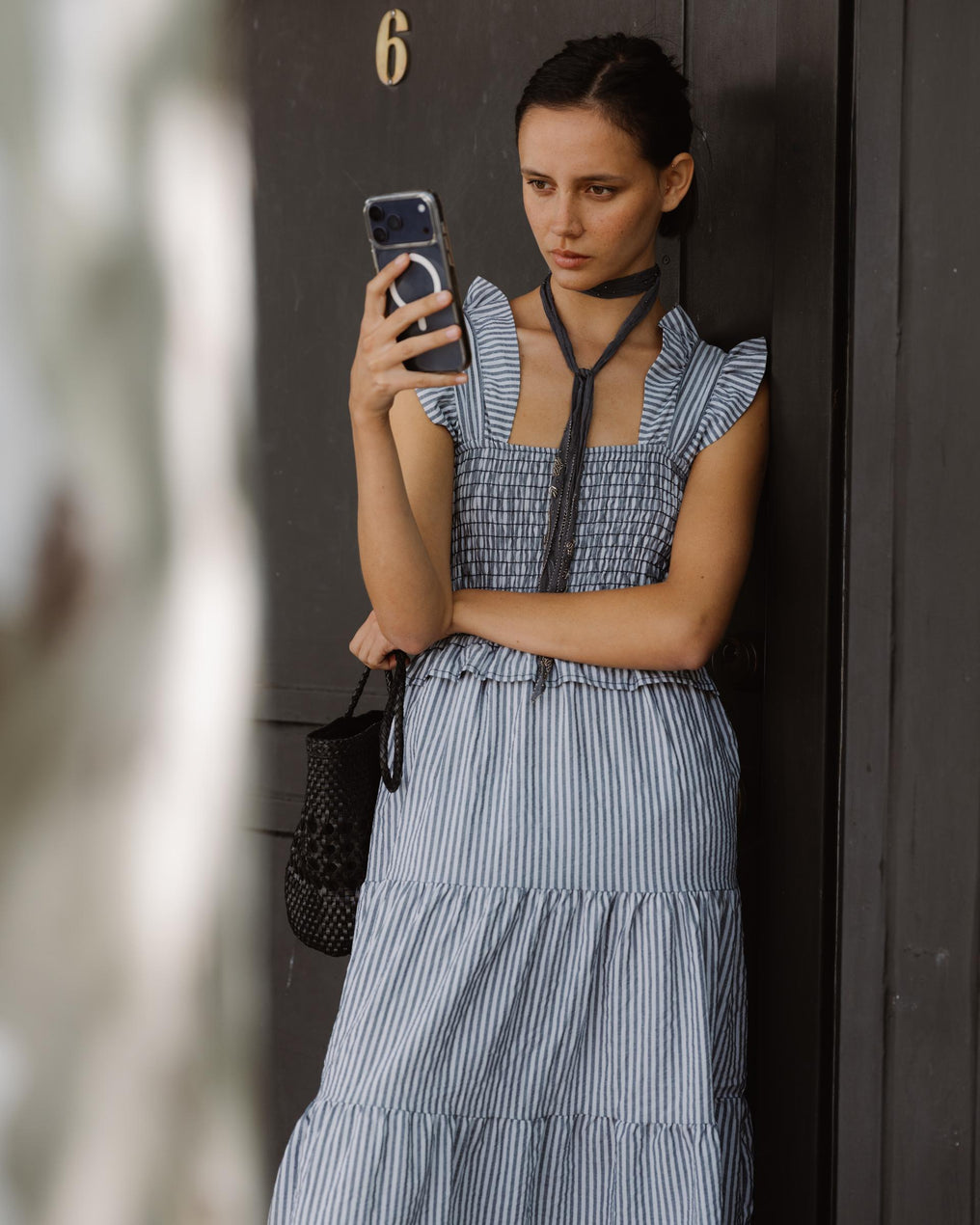 Vestido Gomas Volantes Azul
