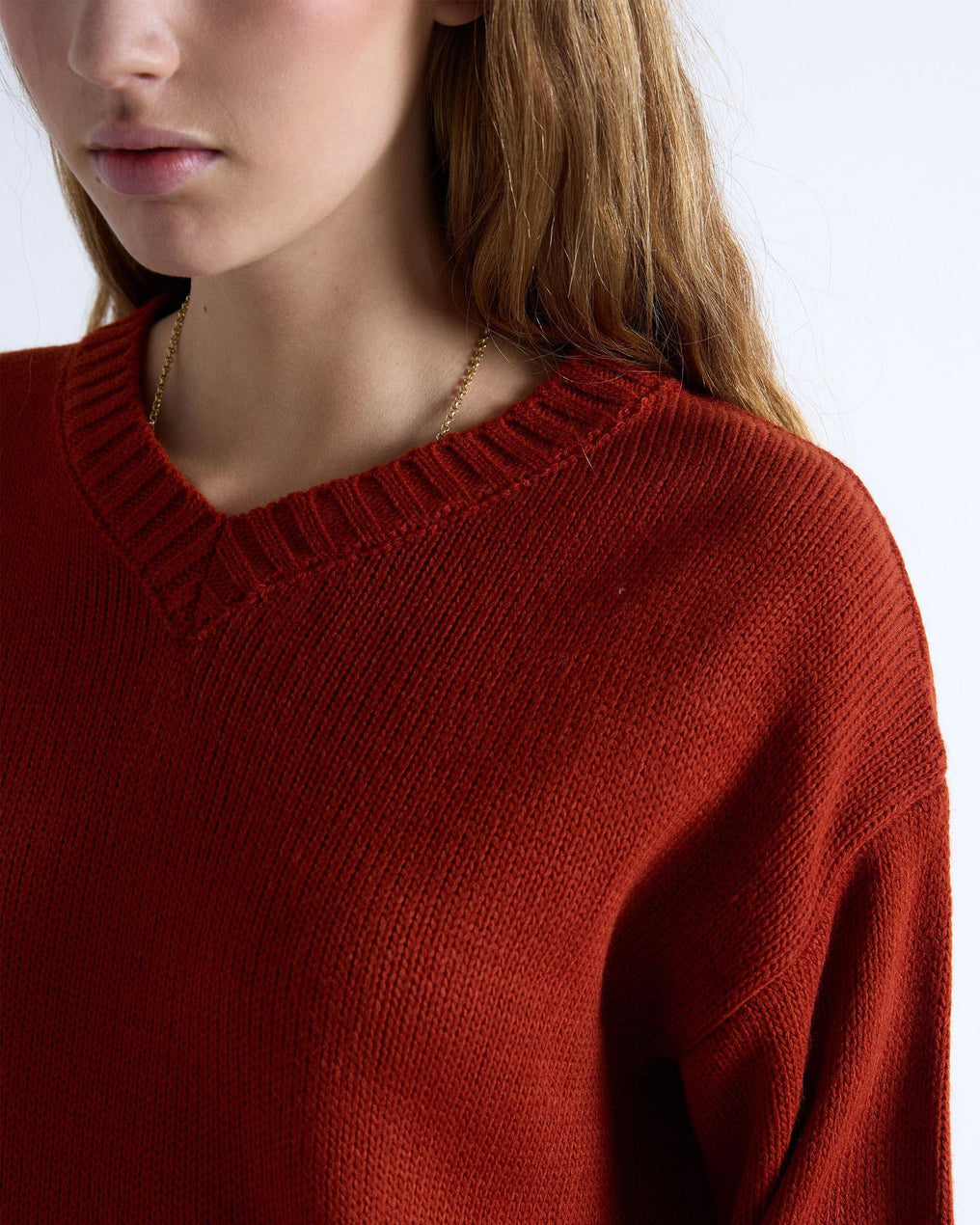 Jersey Cuello Pico Rib Naranja