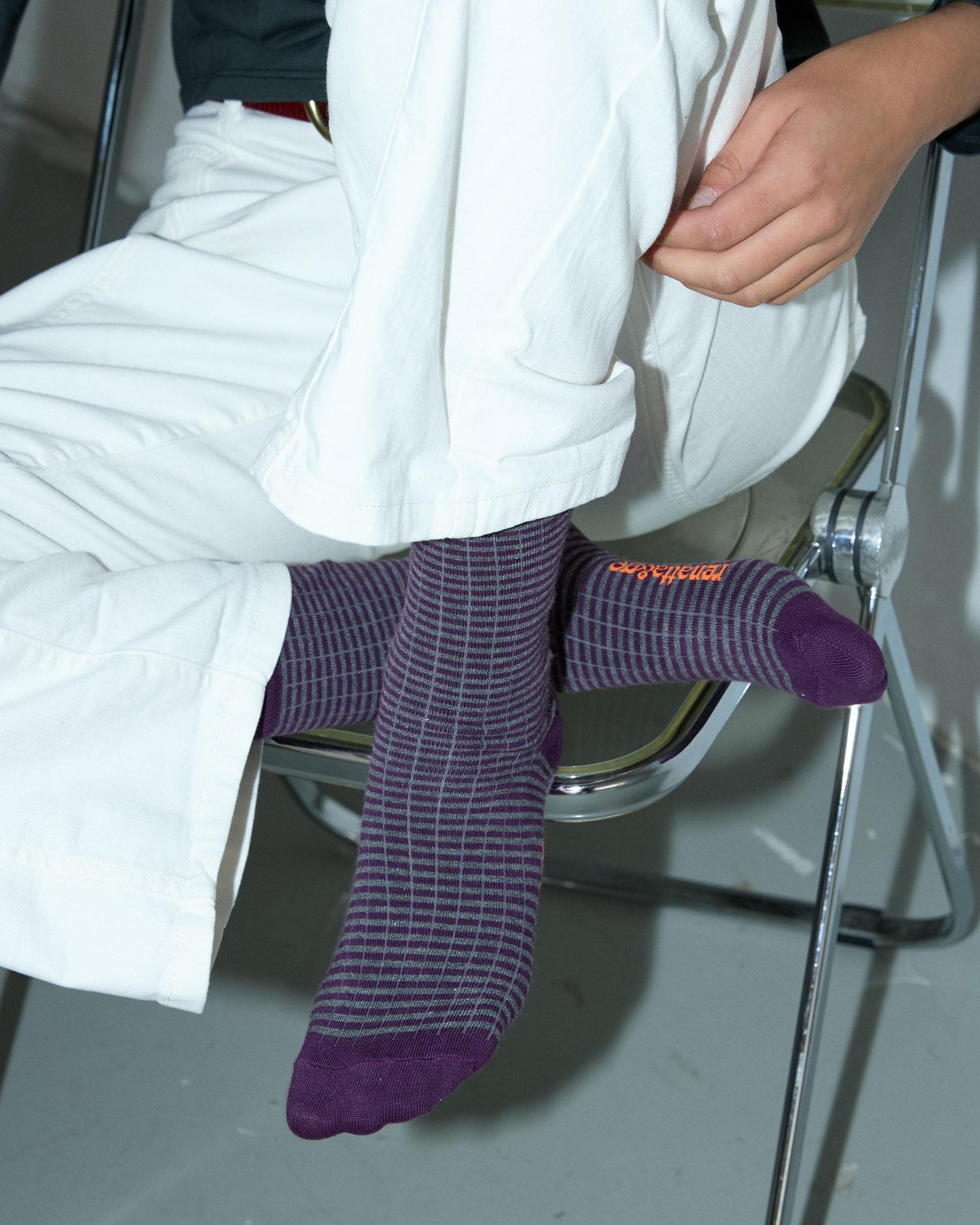 Purple Striped Mid-Calf Socks