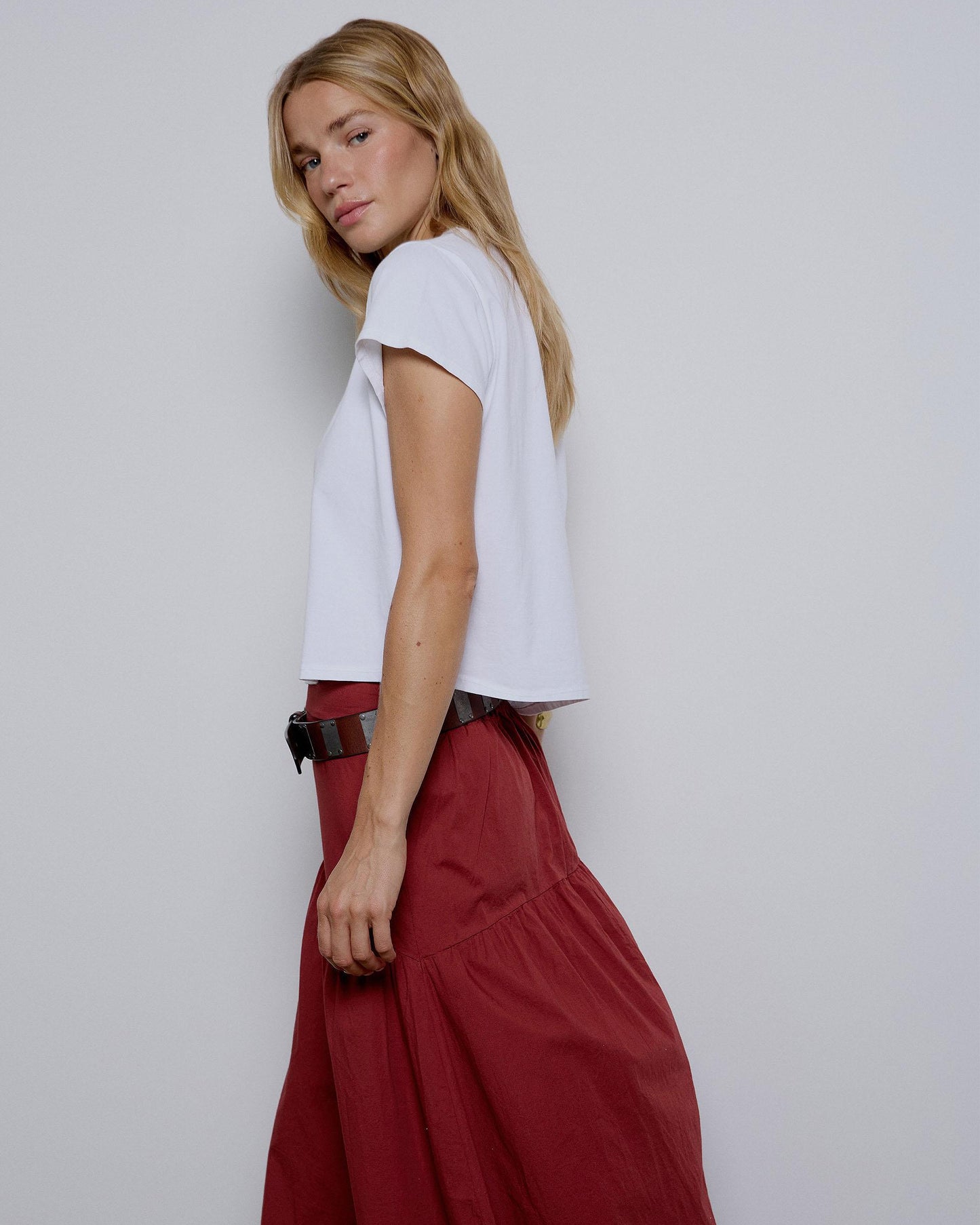 Long Skirt with Tile Yoke