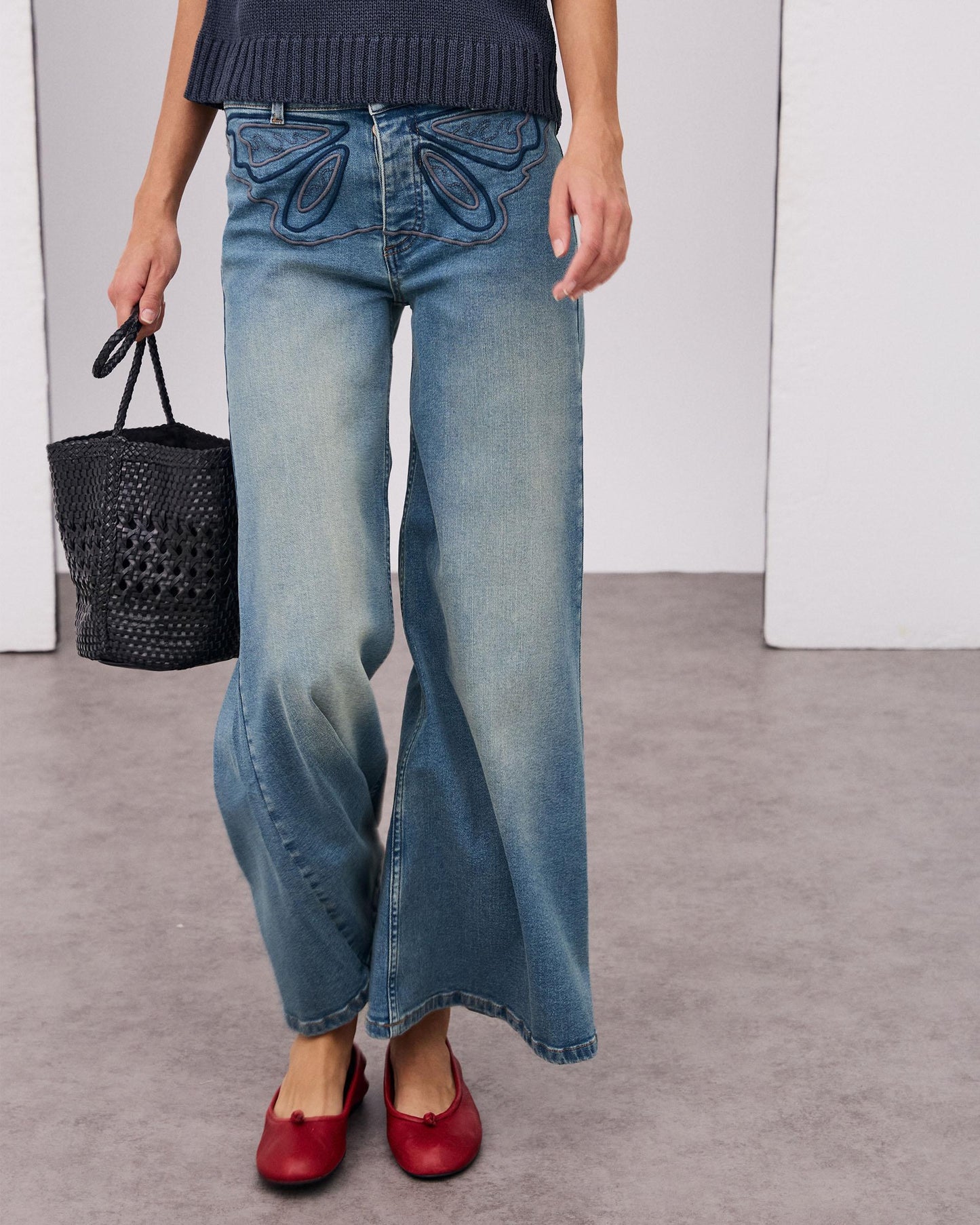 Jeans Cinturilla Mariposa Azul