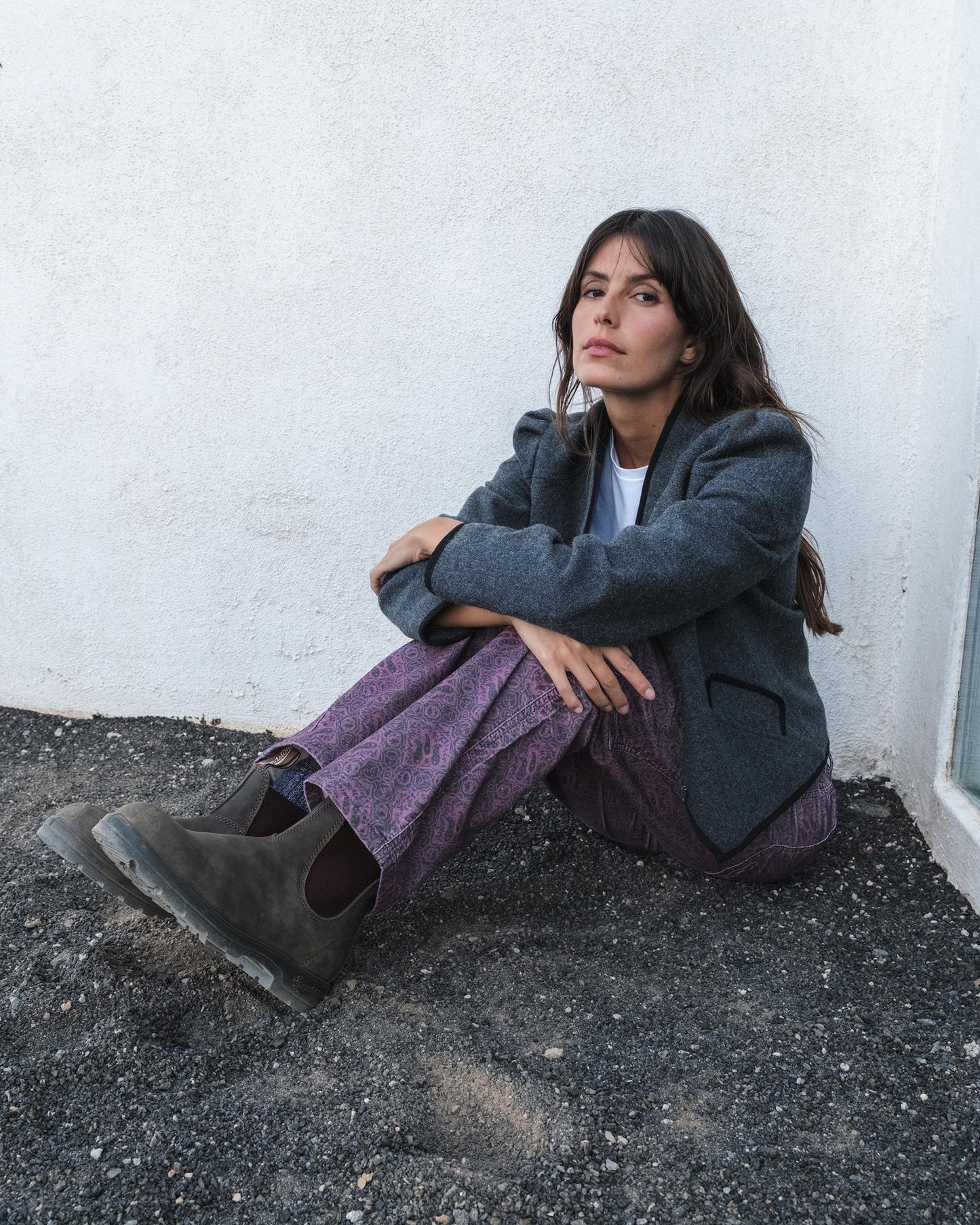 Bomber Ribete Contraste Mezcla Lana Antracita