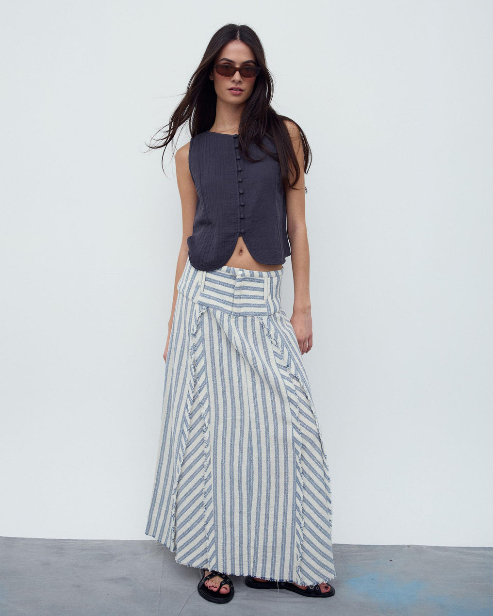 Top Botones Forrados Antracita