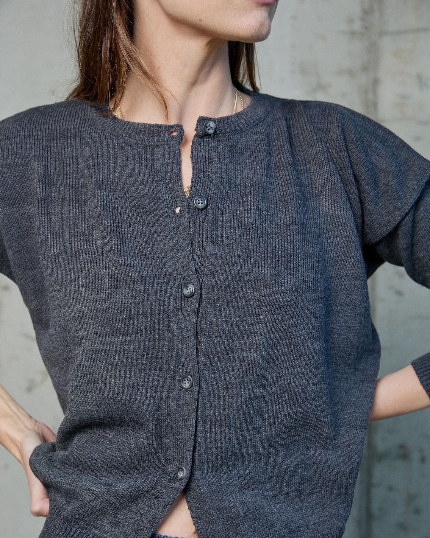 Casaco com costura no ombro antracite