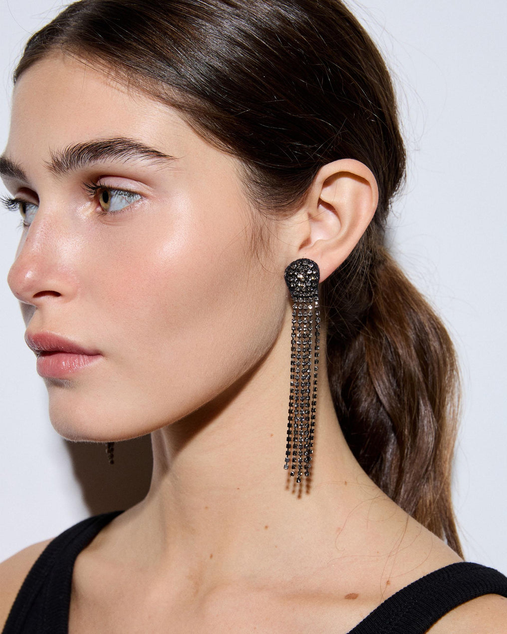 Pendientes Flecos Brillos Plata