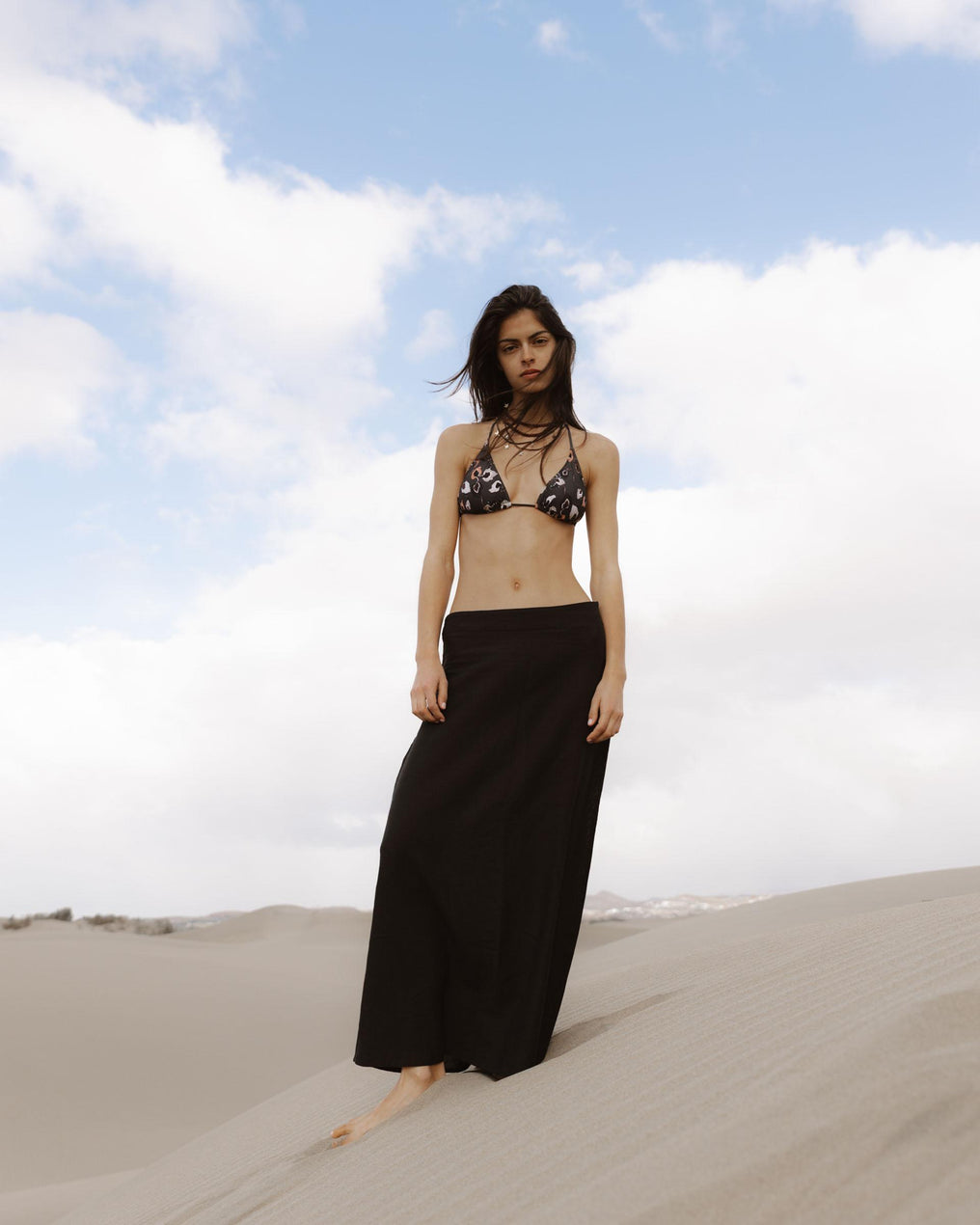 Top Bikini Flores Antracita