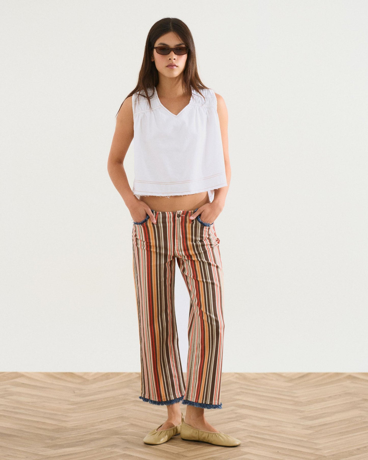 Top Gomas Denim Blanco