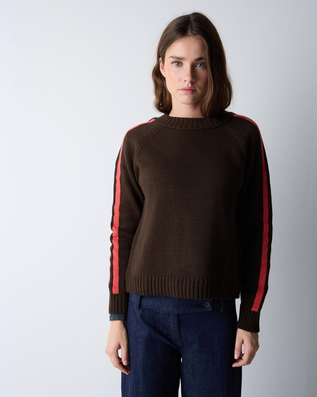 Jersey Rayas Mangas Marrón