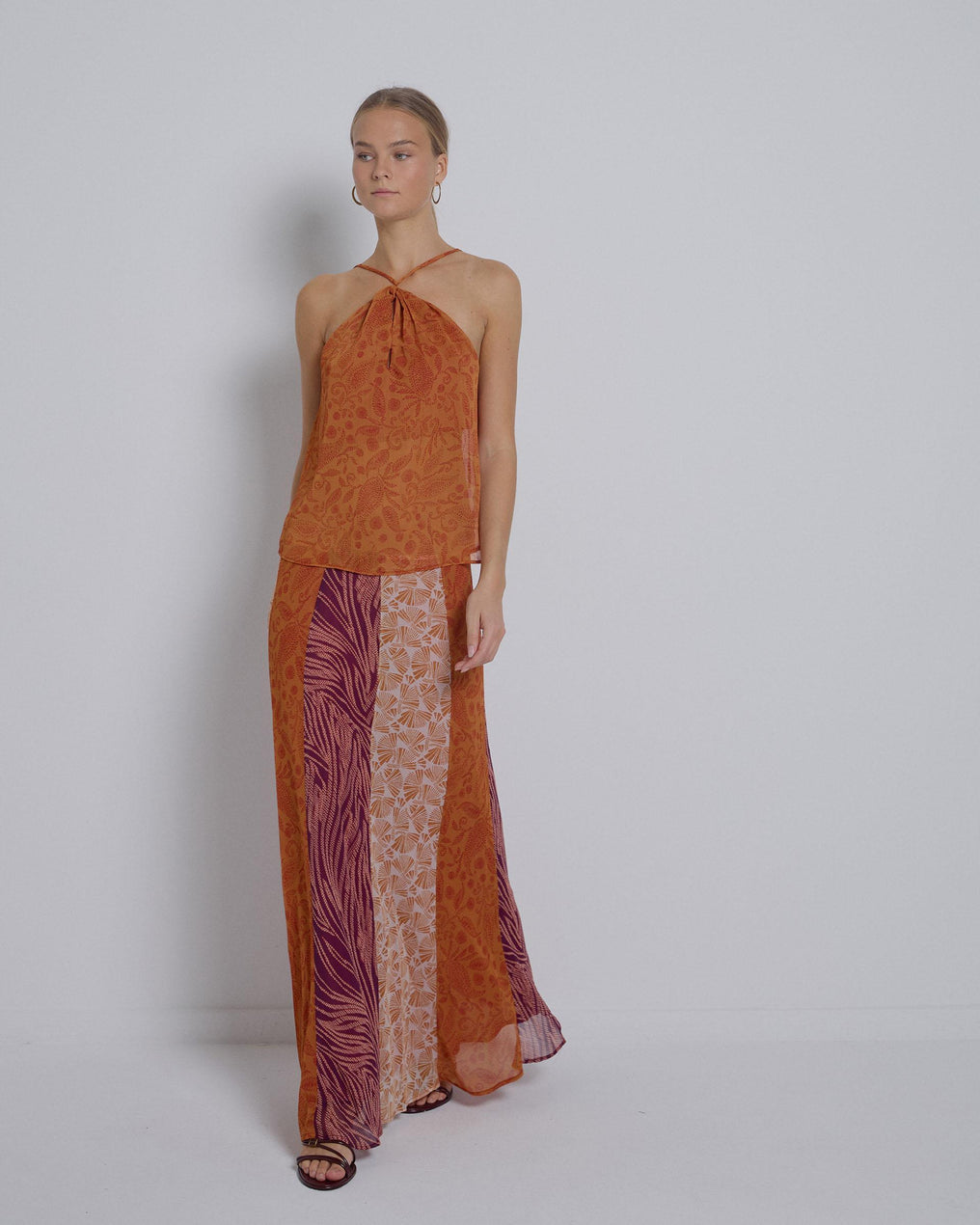 Orange Patchwork Skirt