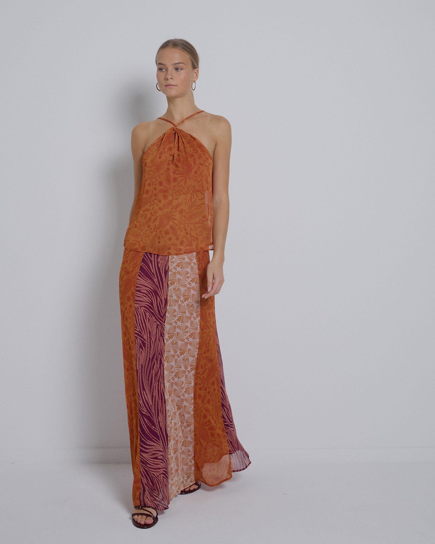 Orange Patchwork Skirt