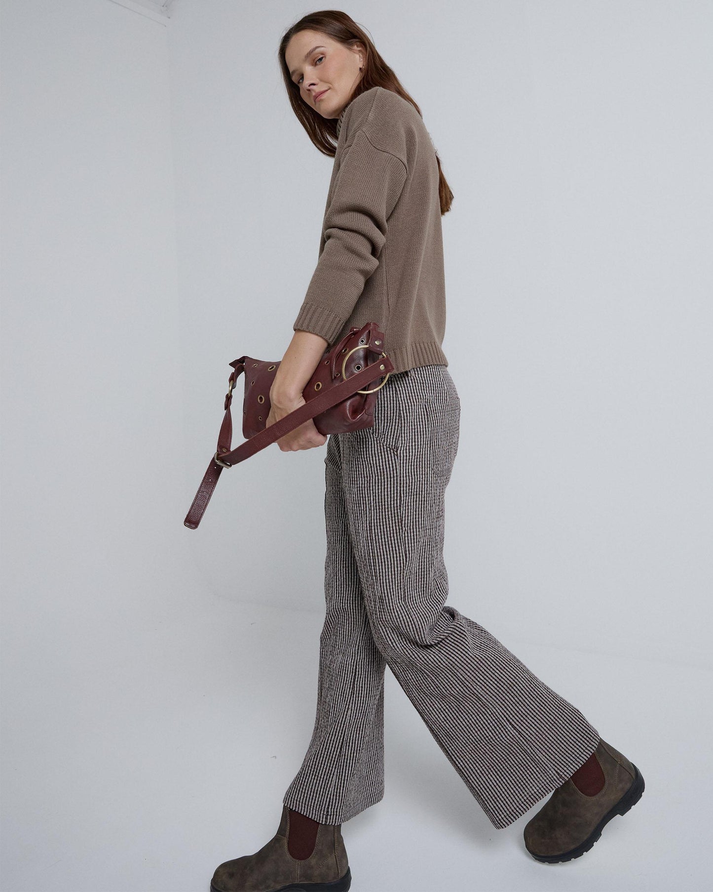 Brown Fine Striped Trousers