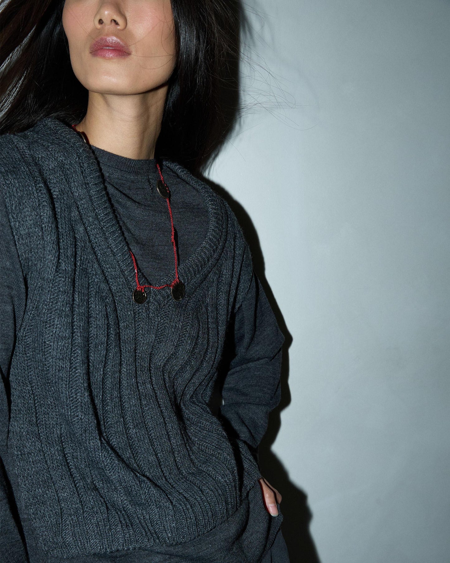 Anthracite V-Neck Knit Vest