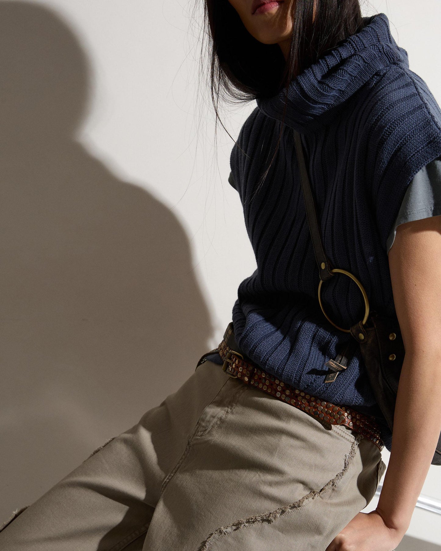 Khaki Side Frayed Jeans