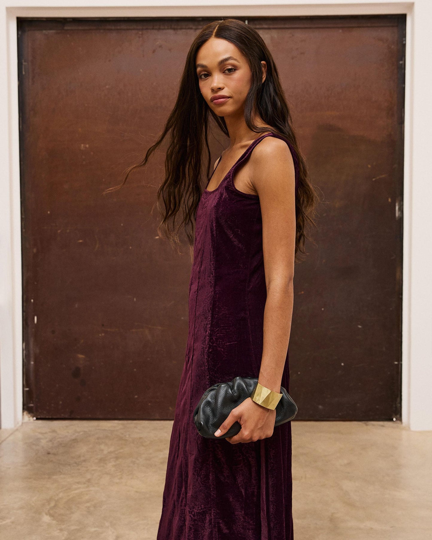 Vestido Tirantes Terciopelo Morado