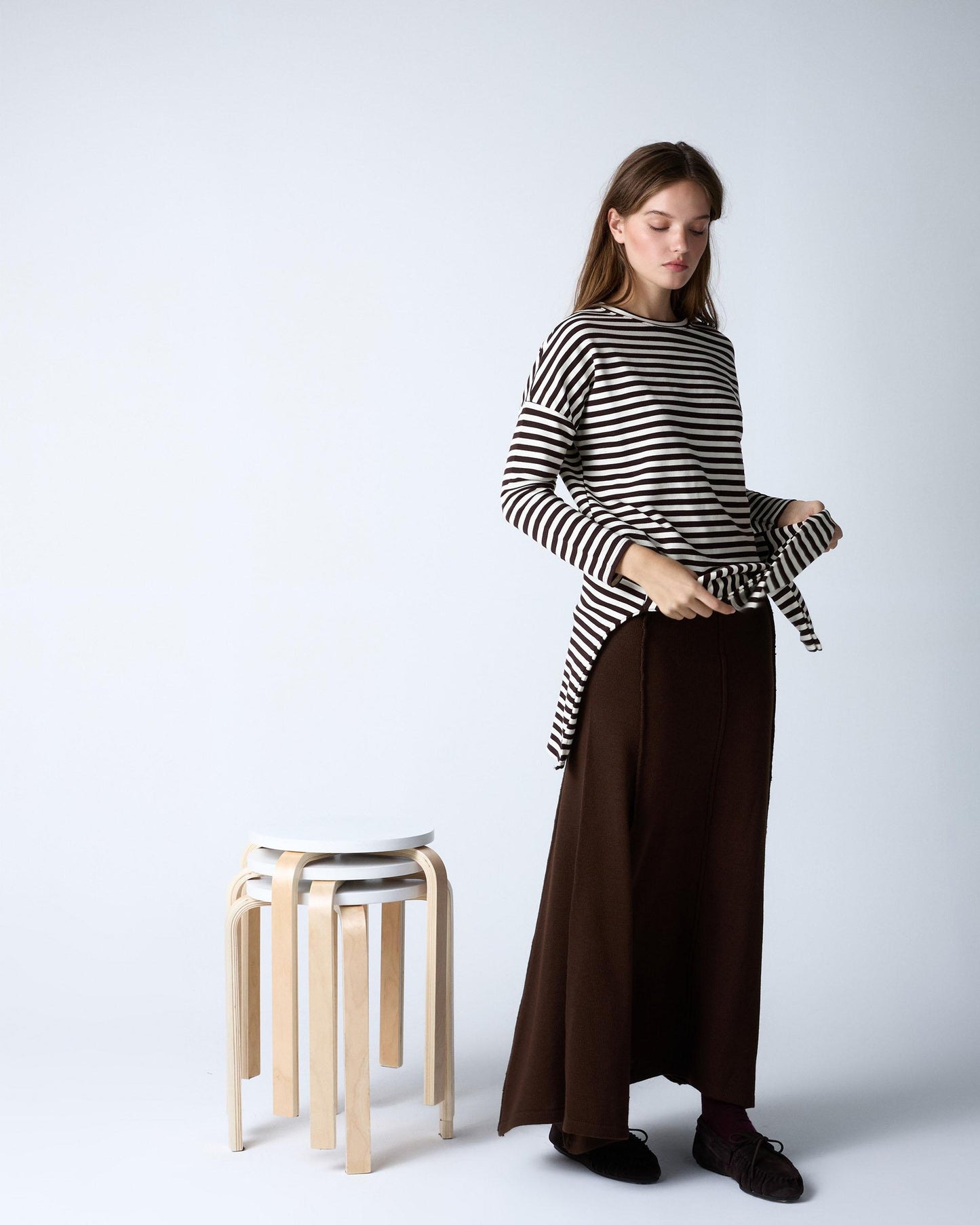 Brown Nerve Knit Skirt
