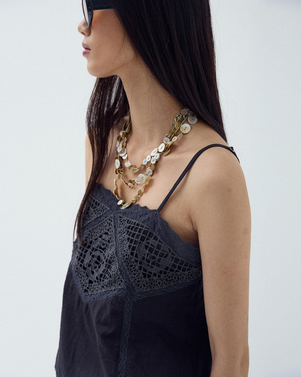 Top Lencero Encaje Antracita