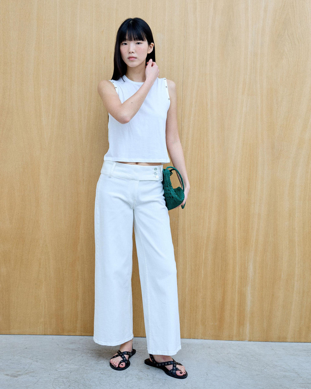 Triple Waistband Jeans White