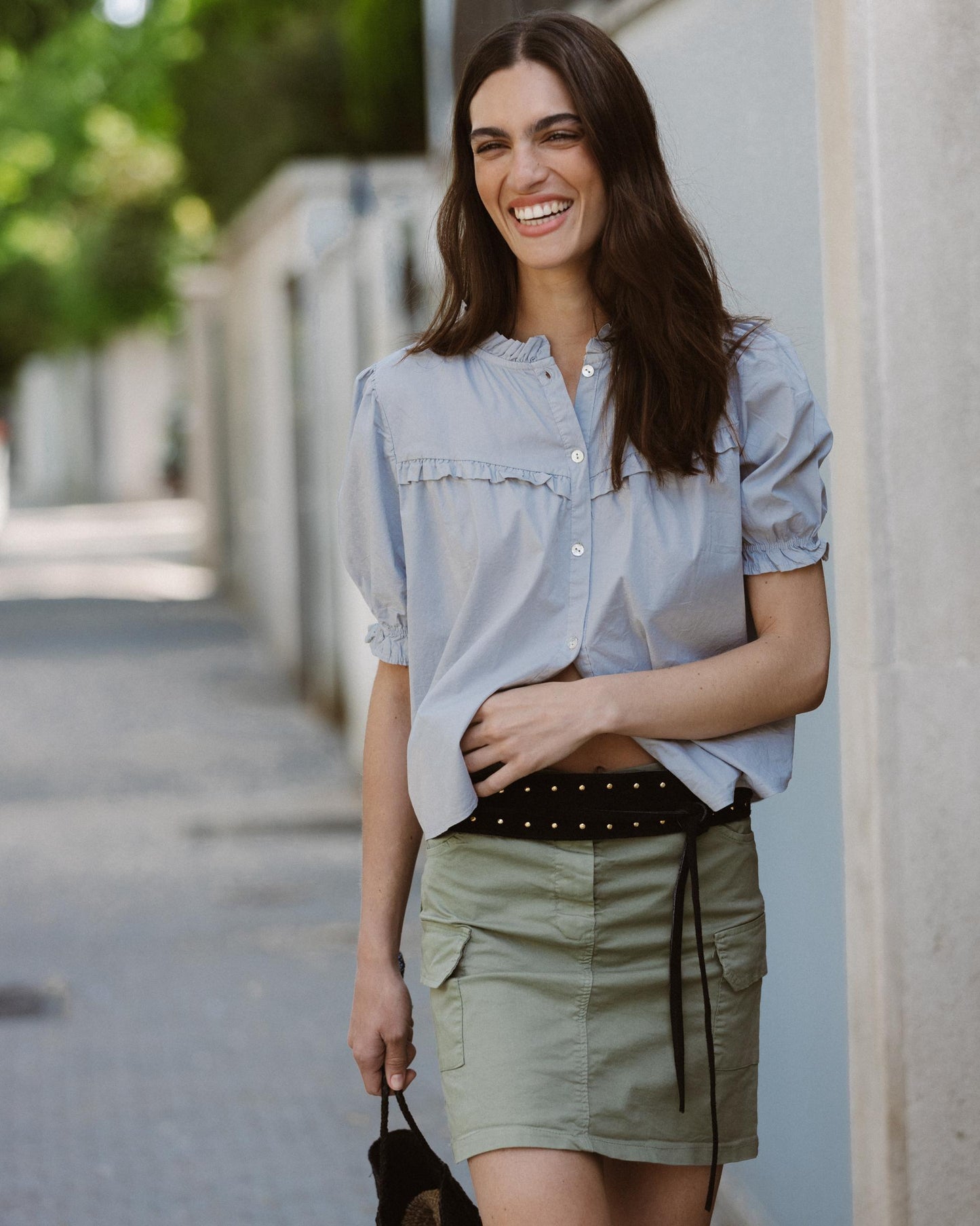 Green Cargo Pocket Miniskirt