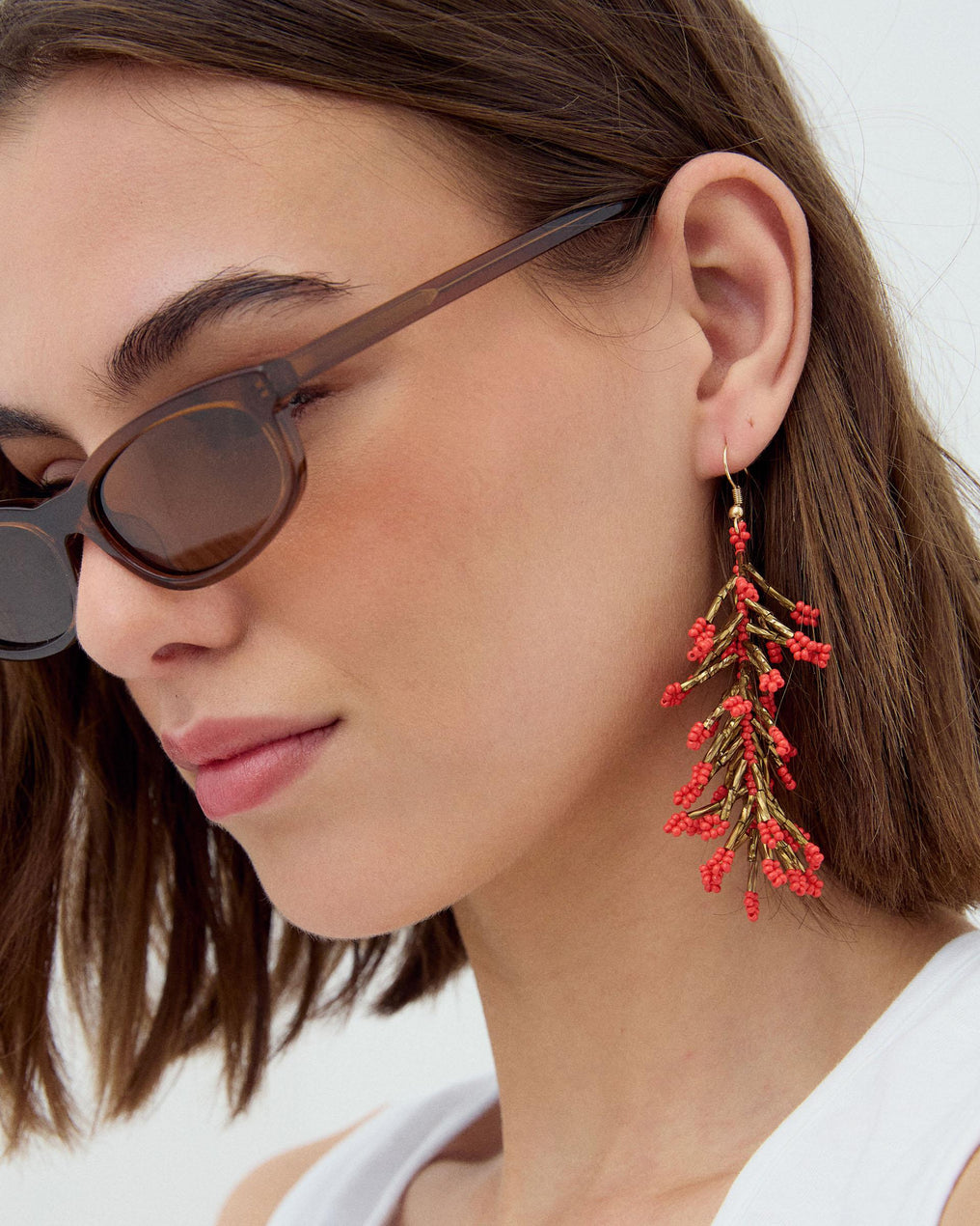 Boucles D’oreilles Corail Doré