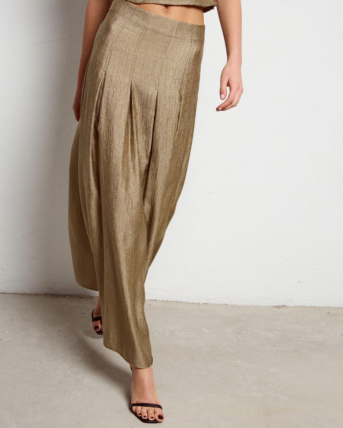 Falda Costuras Tablas Verde