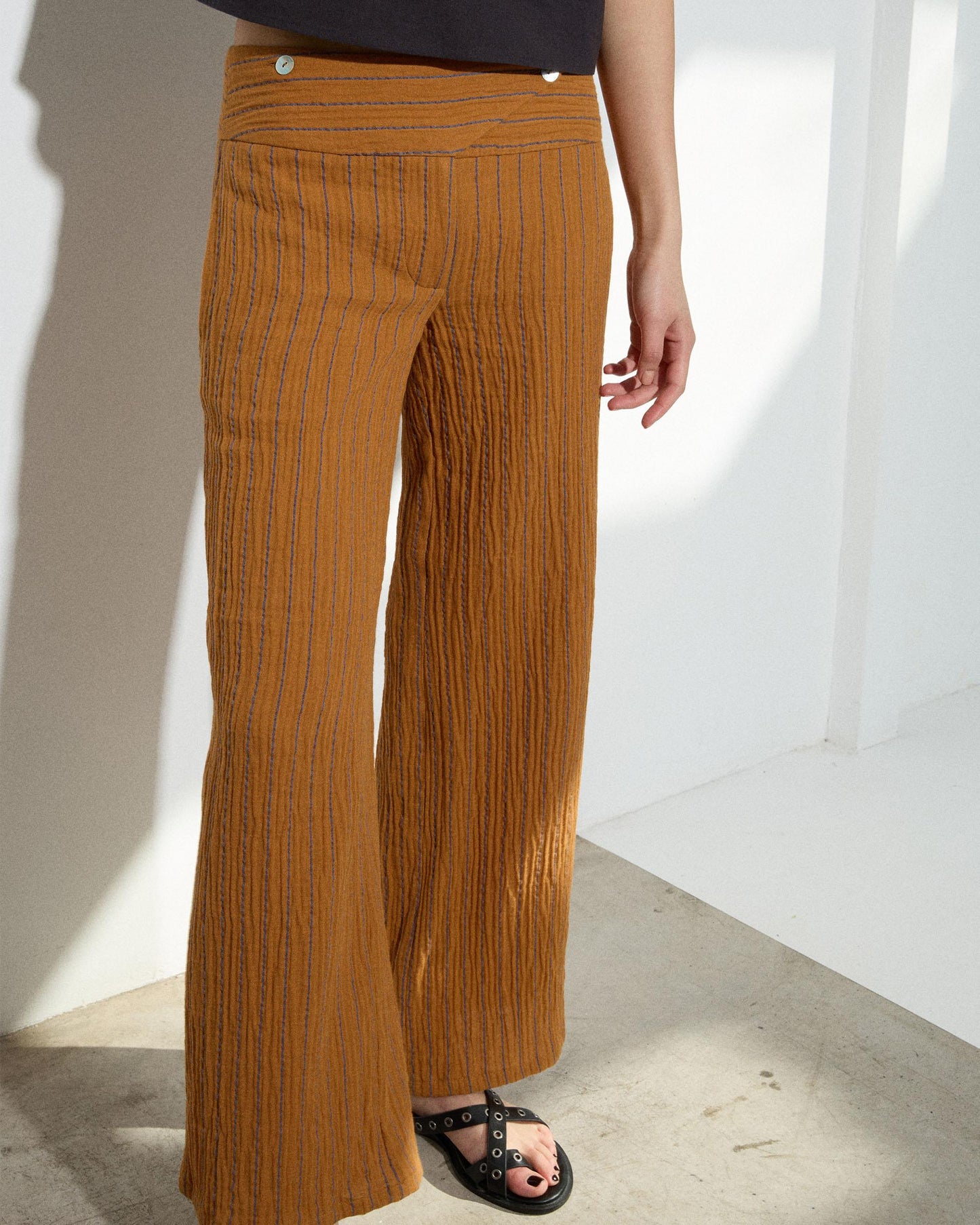 Orange Striped Crossover Waist Trousers