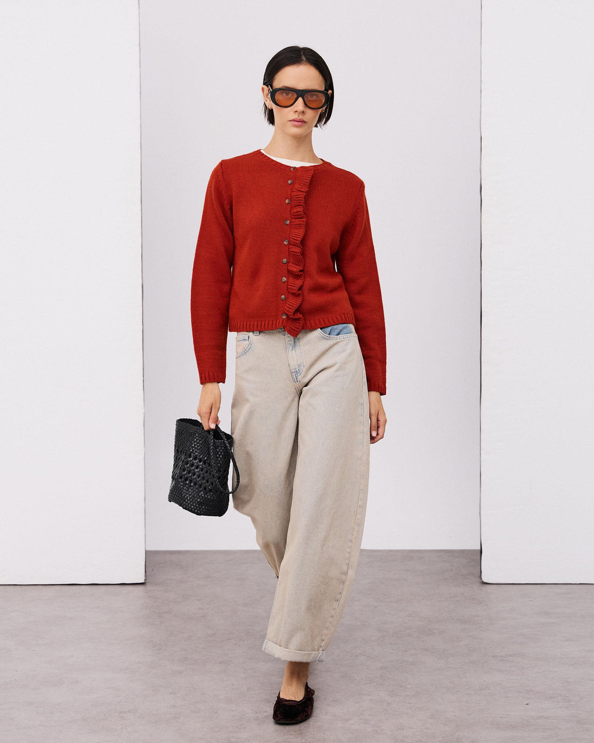 Cardigan Terracotta à Volant