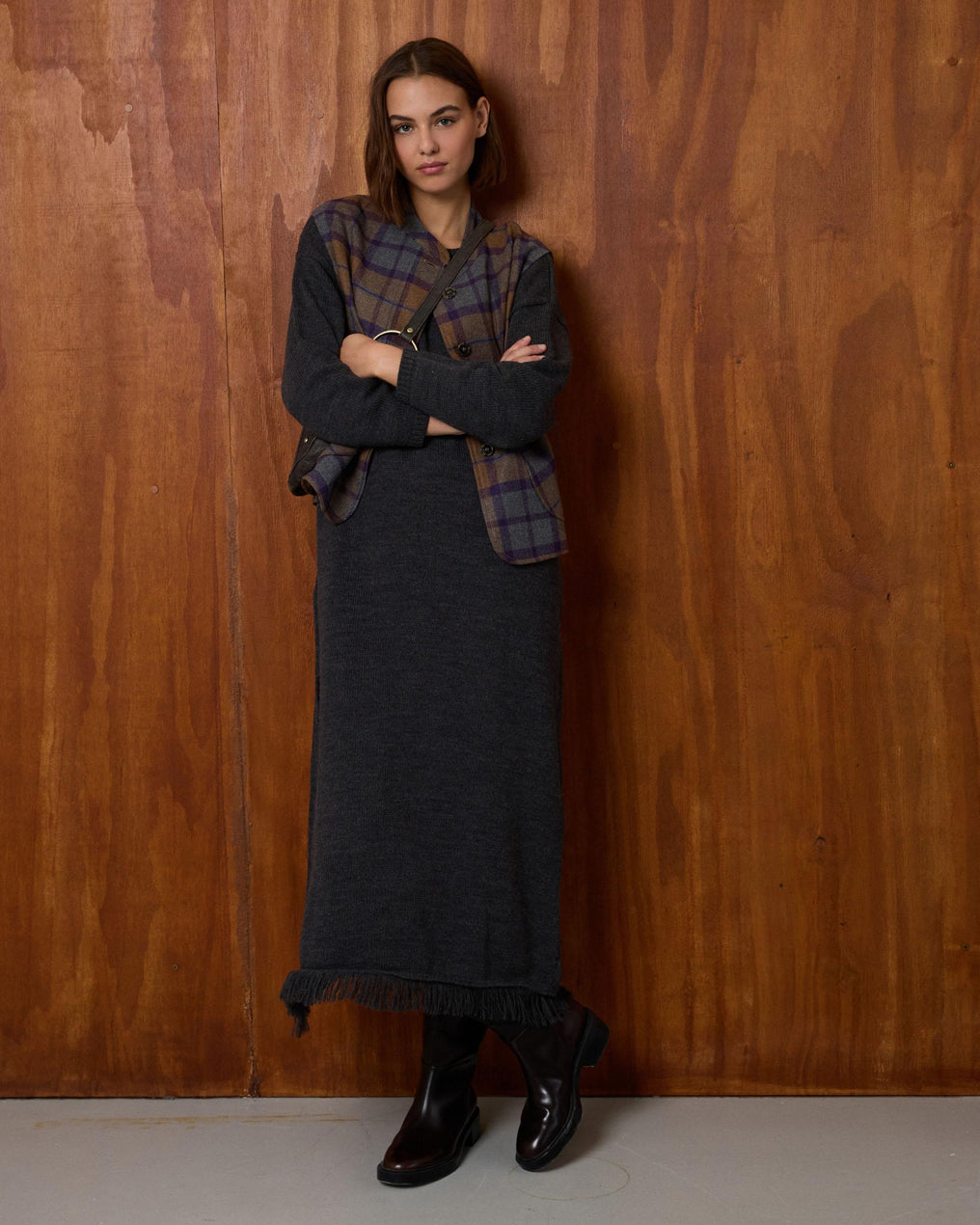 Vestido Punto Jaspeado Gris