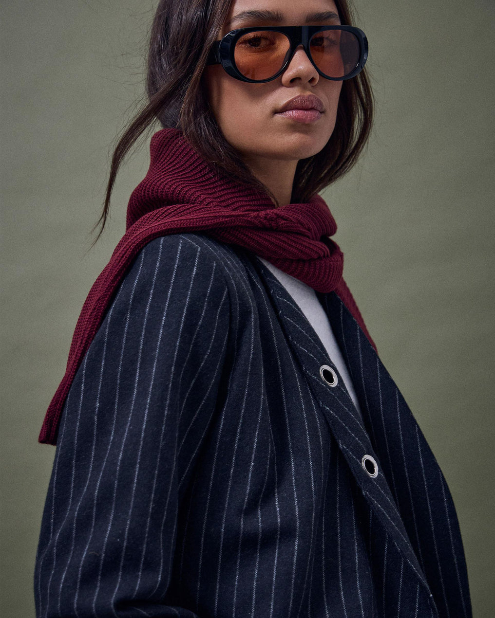 Chaqueta Botones Anillas Con Lana Antracita