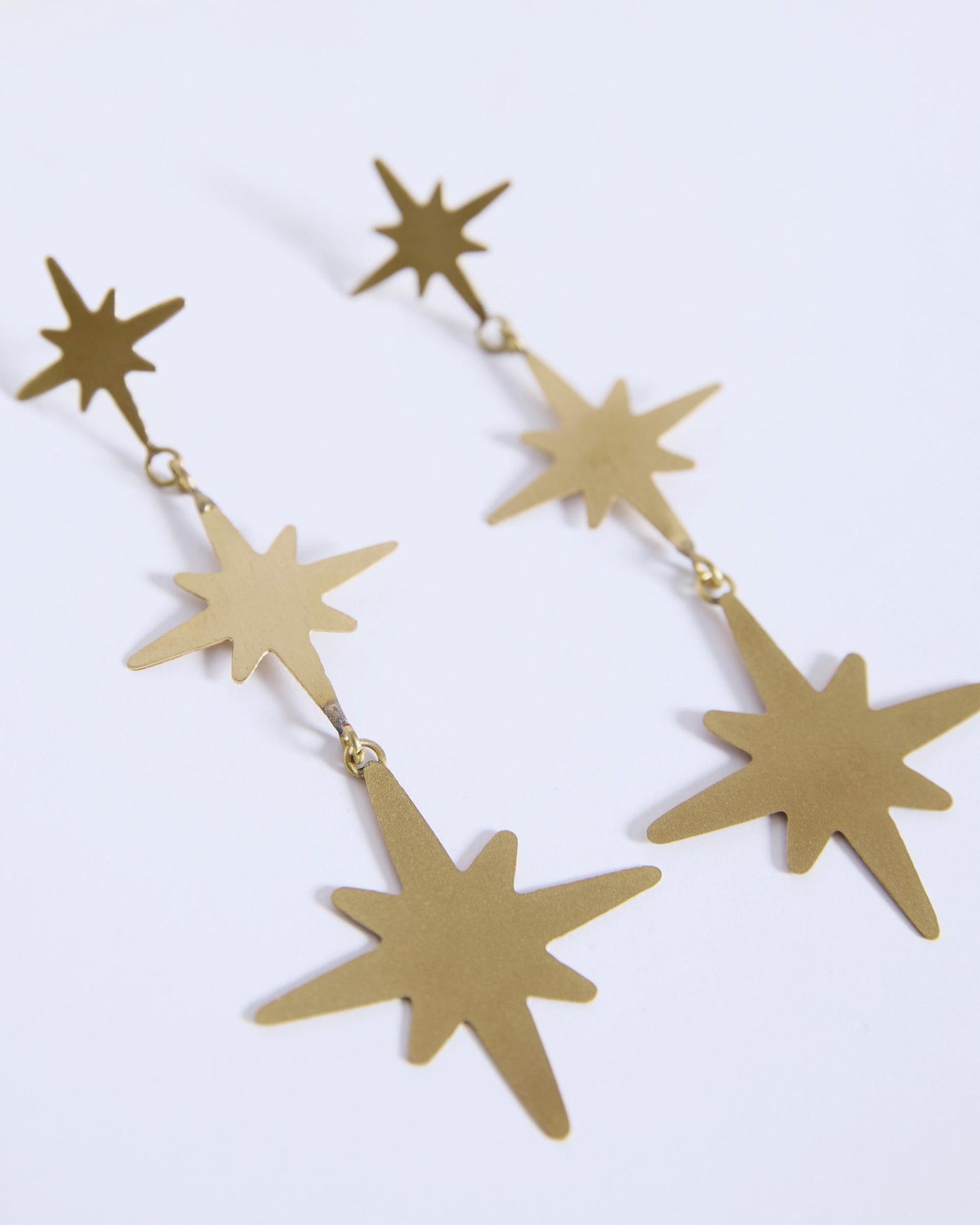 Triple Star Gold Earrings