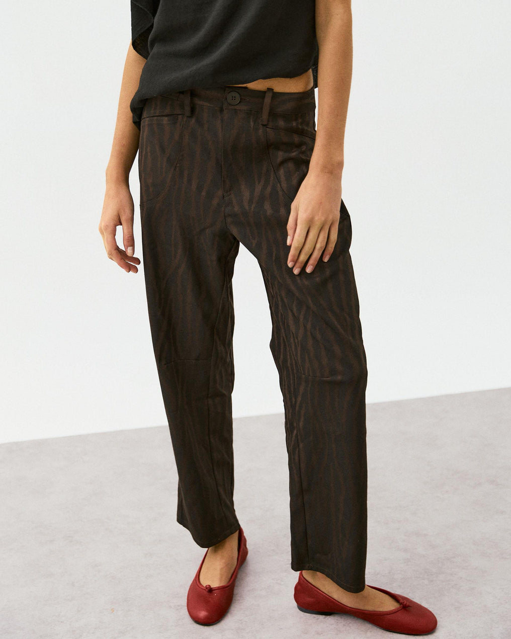 Brown Animal Print Trousers