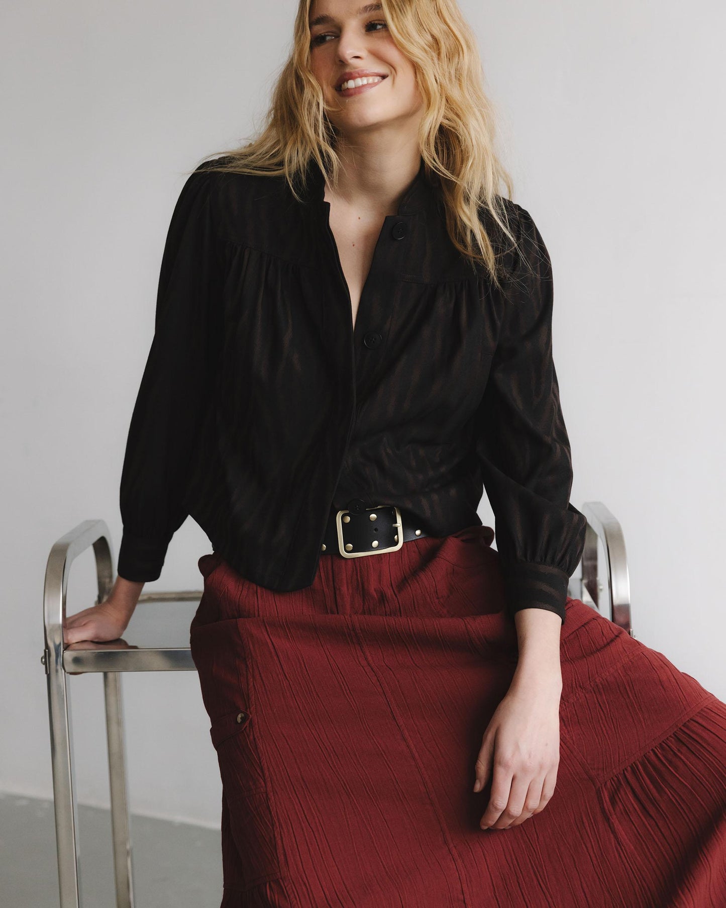 Falda Bolsillos Cargo Granate