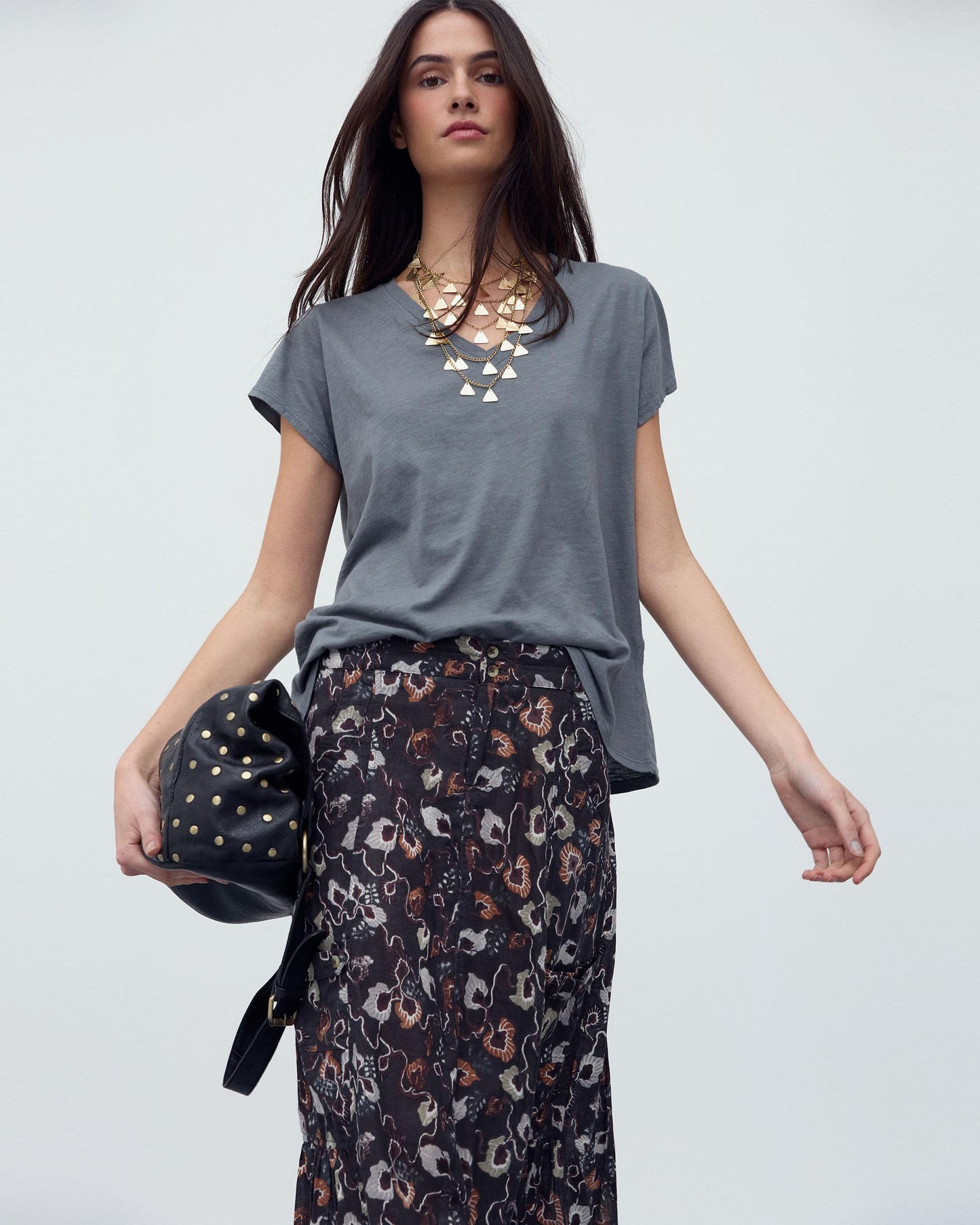 T-shirt Básica Manga Curta Cinzento