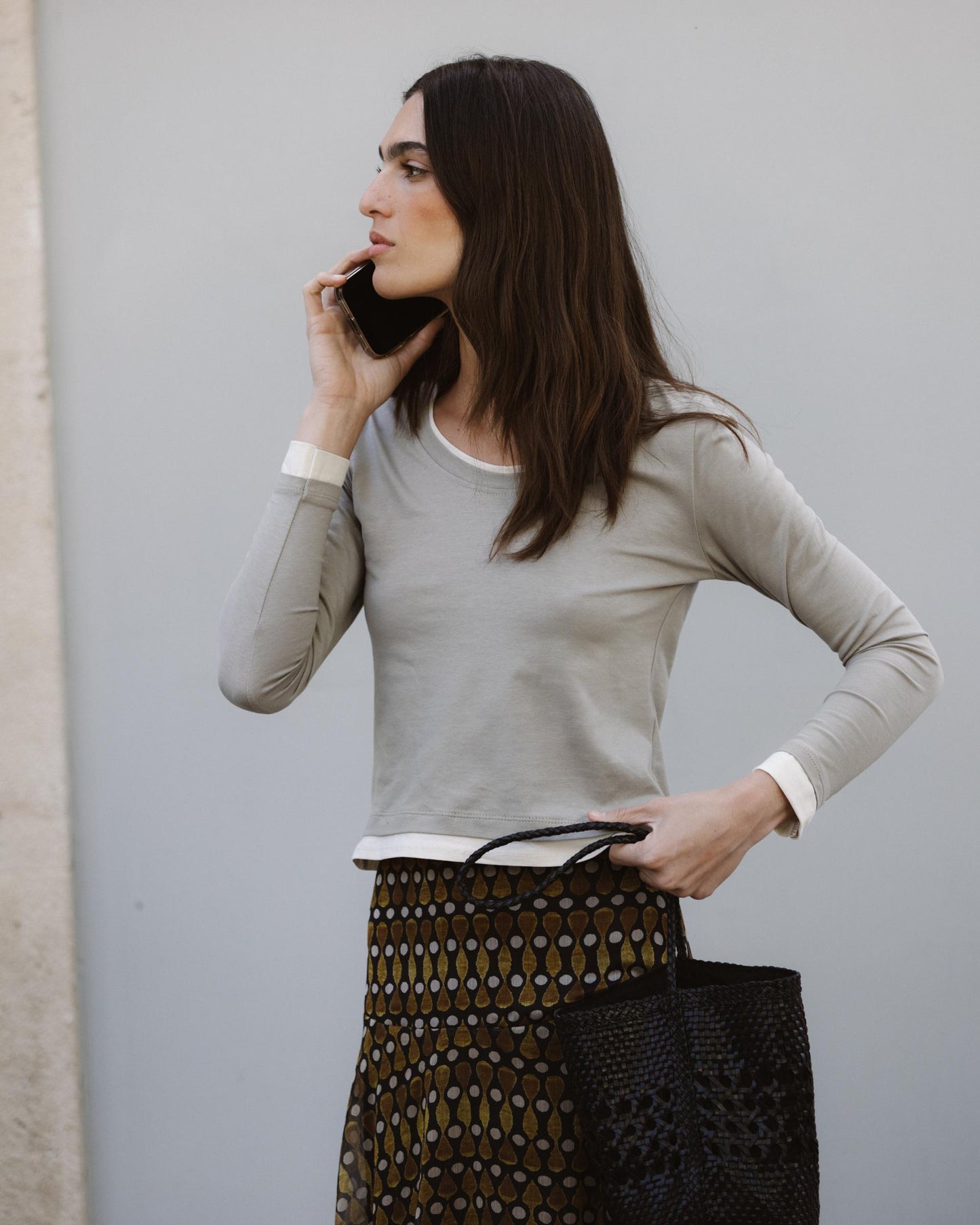 Camiseta Efecto Doble Taupe