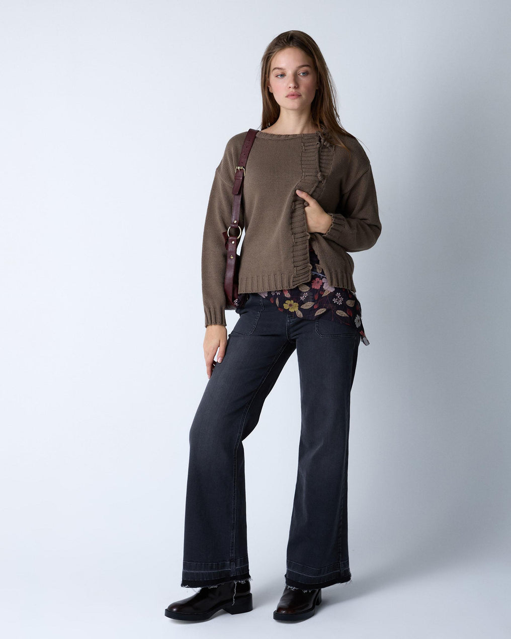 Casaco de malha japonesa taupe