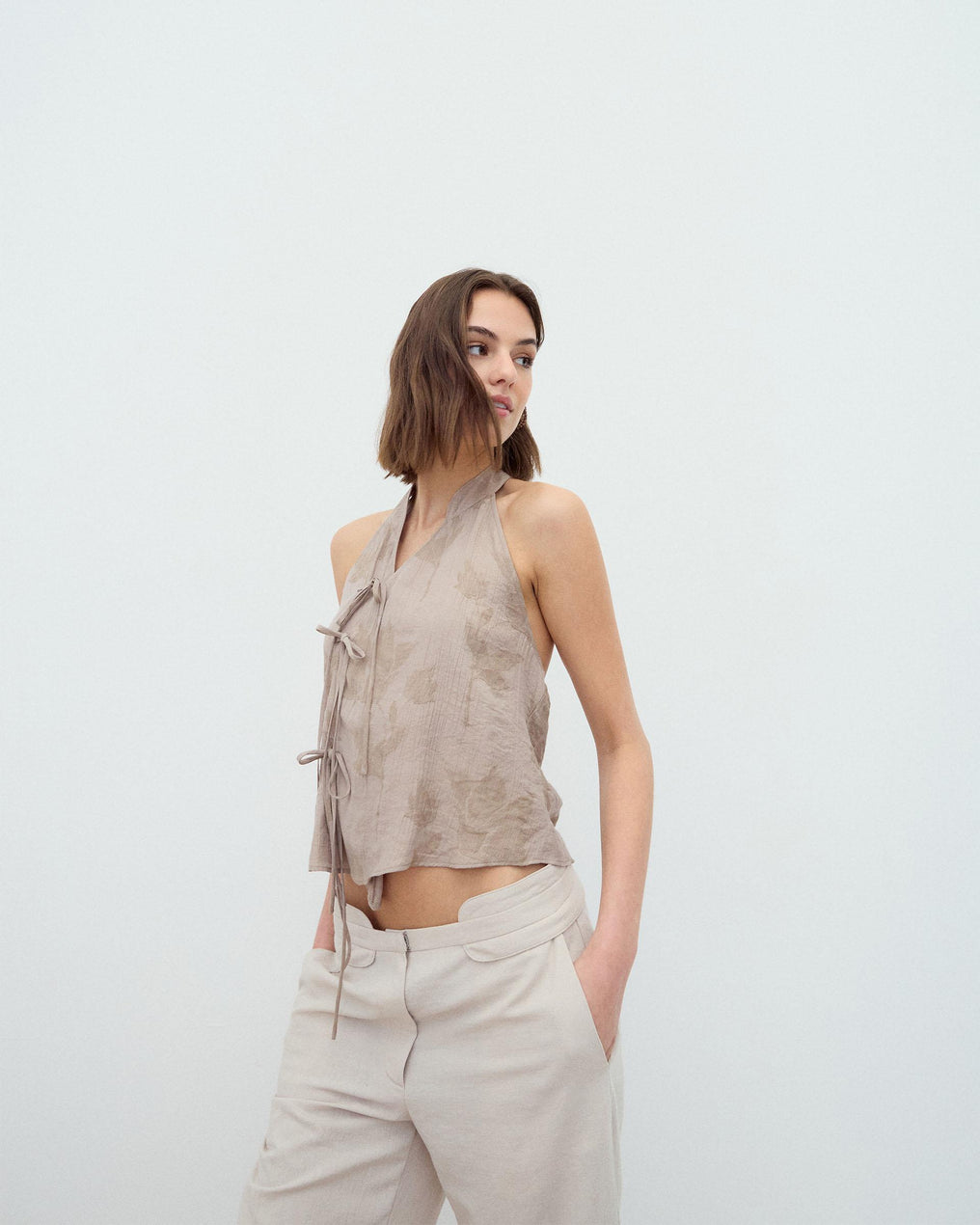 Top Halter Lazadas Estampado Taupe