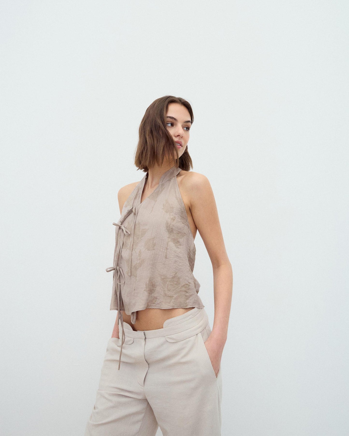 Top Halter Lazadas Estampado Taupe