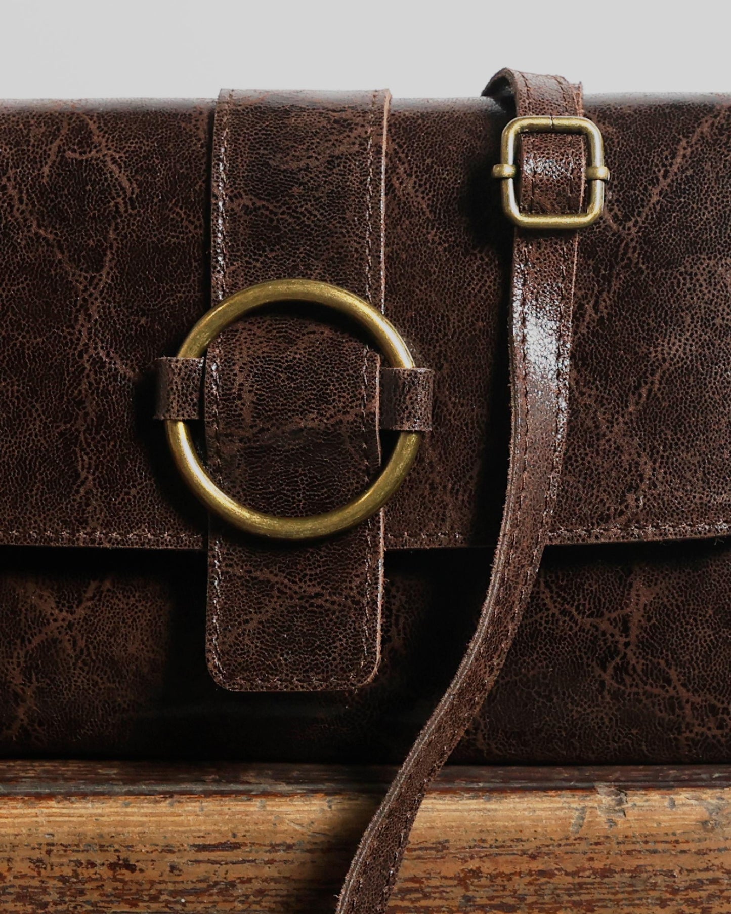 Small Brown Buckle Handbag