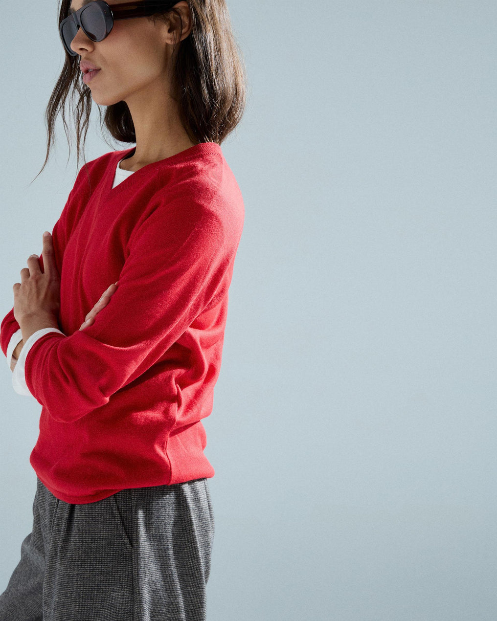 Jersey Básico Escote Pico Rojo