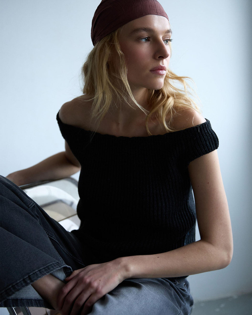 Top Punto Escote Bardot Lurex Antracita