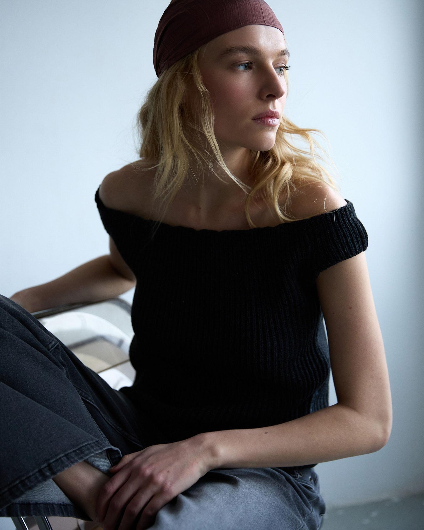 Top Punto Escote Bardot Lurex Antracita