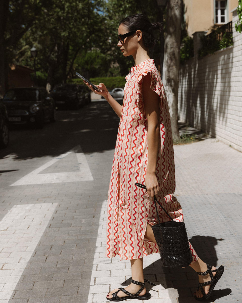 Vestido Camisero Volantes Rosa